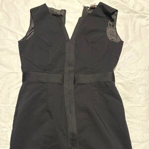 H&M Black V-Neck Sheath Dress - Size 8 - Grosgrain Trim Detail